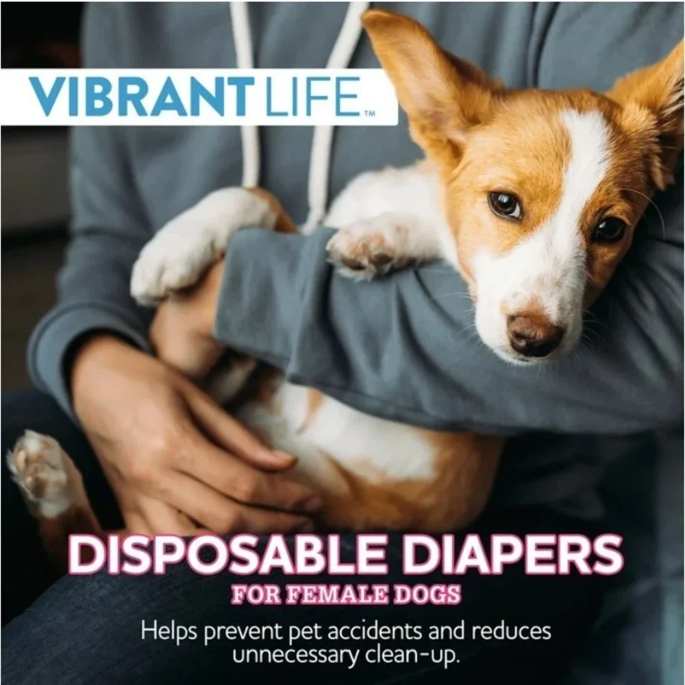 (2 pack) Vibrant Life Dog Diapers - Female Heat Dog size Lg - 12ct (opn package)